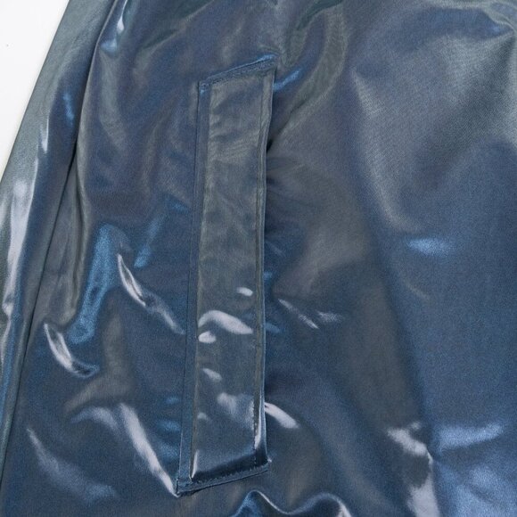 RAINS A-Line Waterproof Hooded Rain Jacket in Sonic Blue Metallic XS - Picture 9 of 15